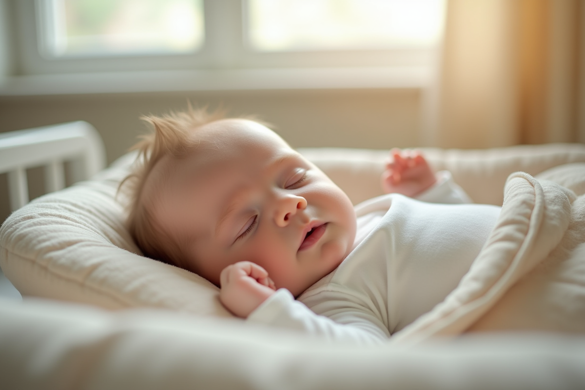 Bébé endormi paisiblement dans un berceau avec bumpers