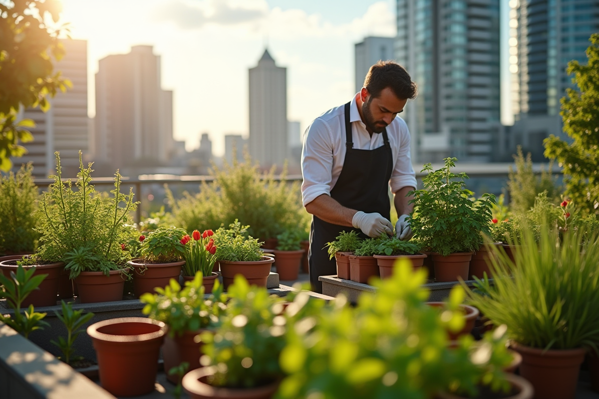 Jardin sur un toit urbain avec Philippe et ses plantes