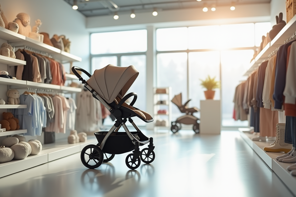 Poussette moderne en magasin lumineux pour bébé